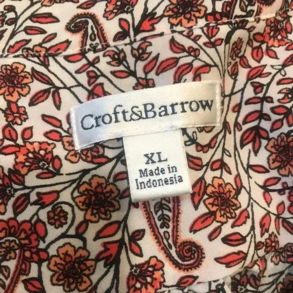 Croft & Barrow Round Neck Paisley Sleeveless Side Slit Button Front Top-XL - Picture 11 of 12